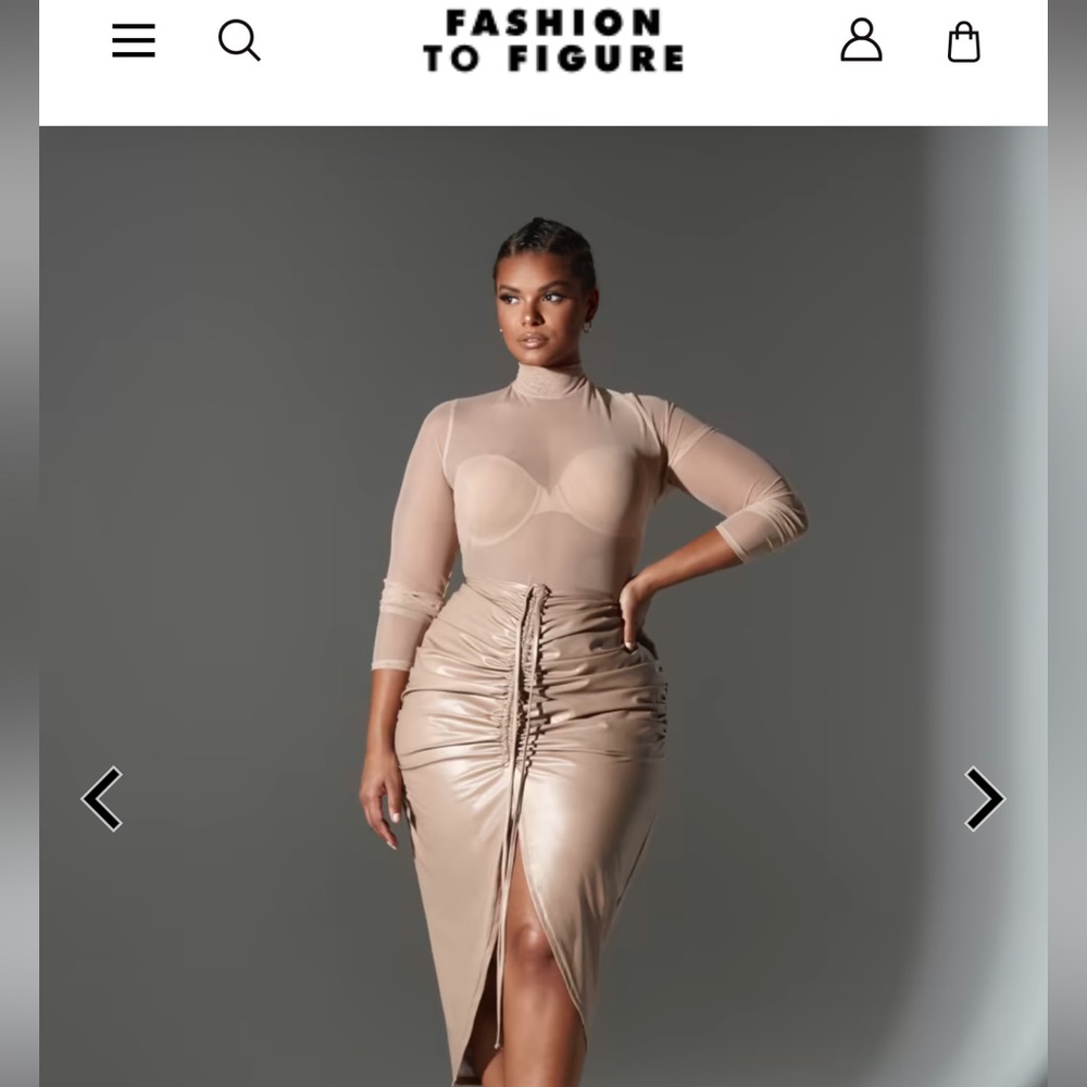 Miranda Ruched Faux Leather Skirt nude
